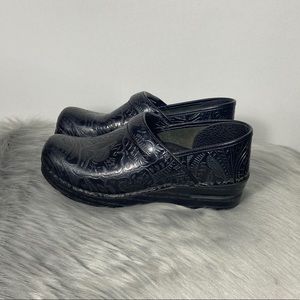 Dansko Professional Leather Embossed Black Clogs